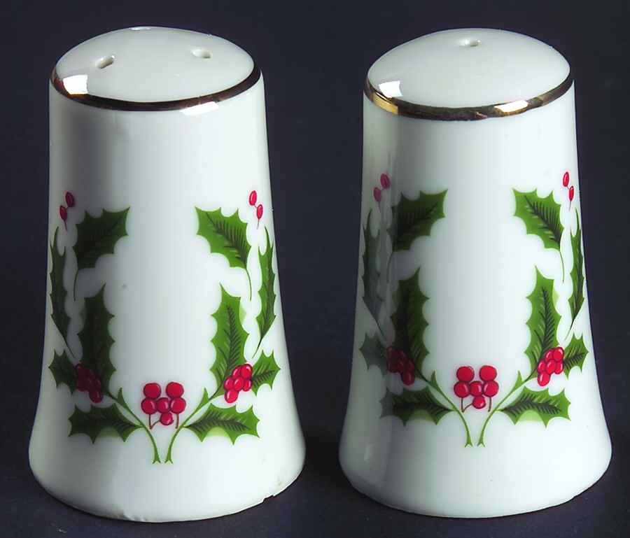 Christmas Holly (Porcelain) Salt & Pepper Set by All the Trimmings-1