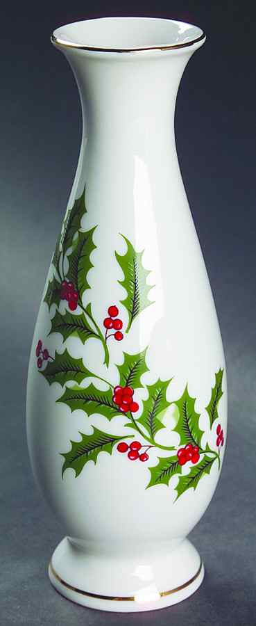 Christmas Holly (Porcelain) 6" Bud Vase by All the Trimmings-1