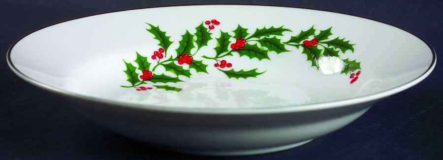 Christmas Holly (Porcelain) Rim Soup Bowl by All the Trimmings-1