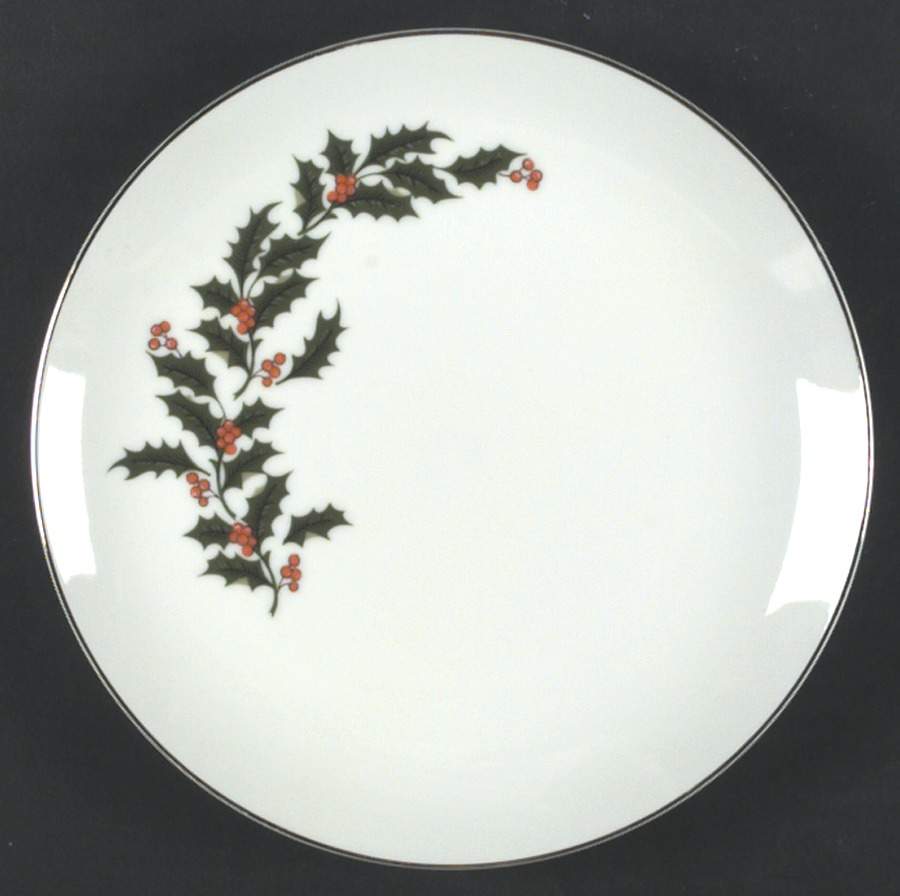 Christmas Holly (Porcelain) Coupe Salad Plate by All the Trimmings-1