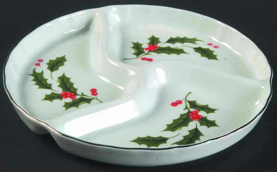 Christmas Holly (Porcelain) 3-Part Relish by All the Trimmings-1