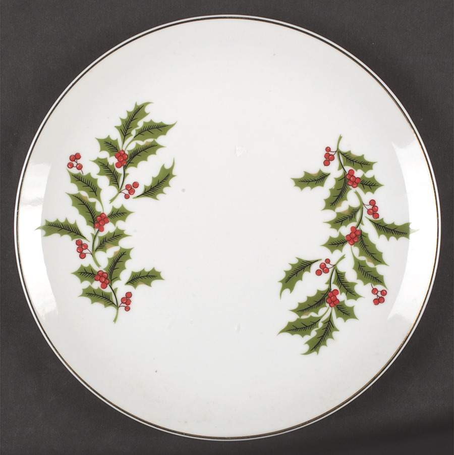 Christmas Holly (Porcelain) Coupe Salad Plate by All the Trimmings-1