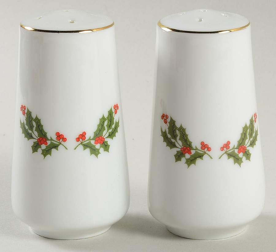 Christmas Holly (Porcelain) Salt & Pepper Set by All the Trimmings-1