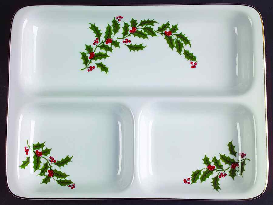 Christmas Holly (Porcelain) 3-Part Relish by All the Trimmings-1