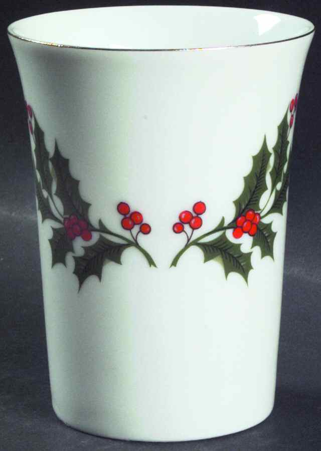 Christmas Holly (Porcelain) China Bathroom Tumbler by All the Trimmings-1