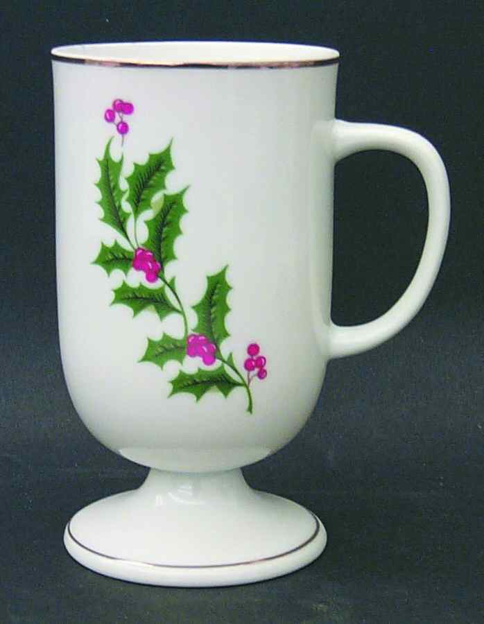 Christmas Holly (Porcelain) Footed Mug by All the Trimmings-1