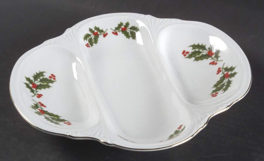 Christmas Holly (Porcelain) 3-Part Relish by All the Trimmings-1