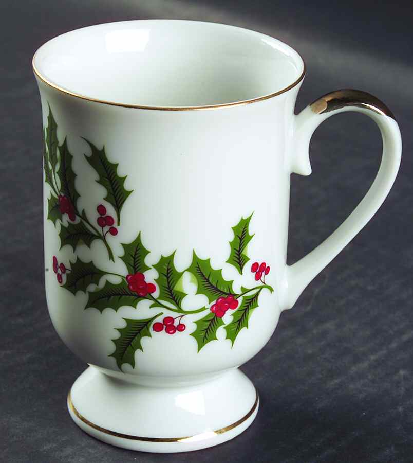 Christmas Holly (Porcelain) Footed Mug by All the Trimmings-1