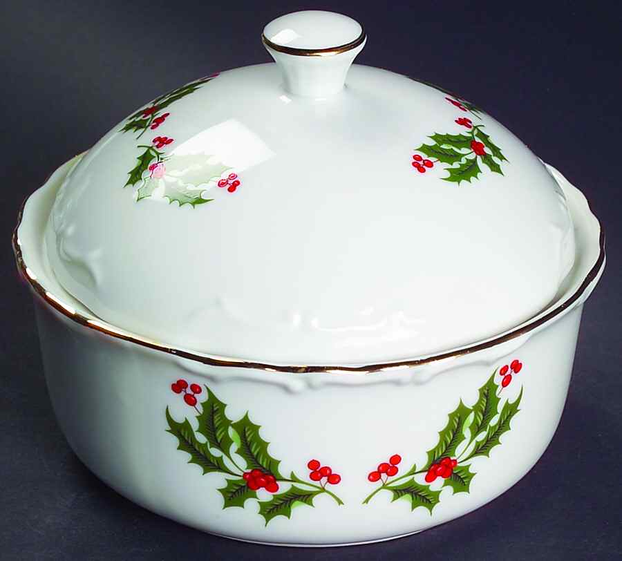 Christmas Holly (Porcelain) Candy Box & Lid by All the Trimmings-1