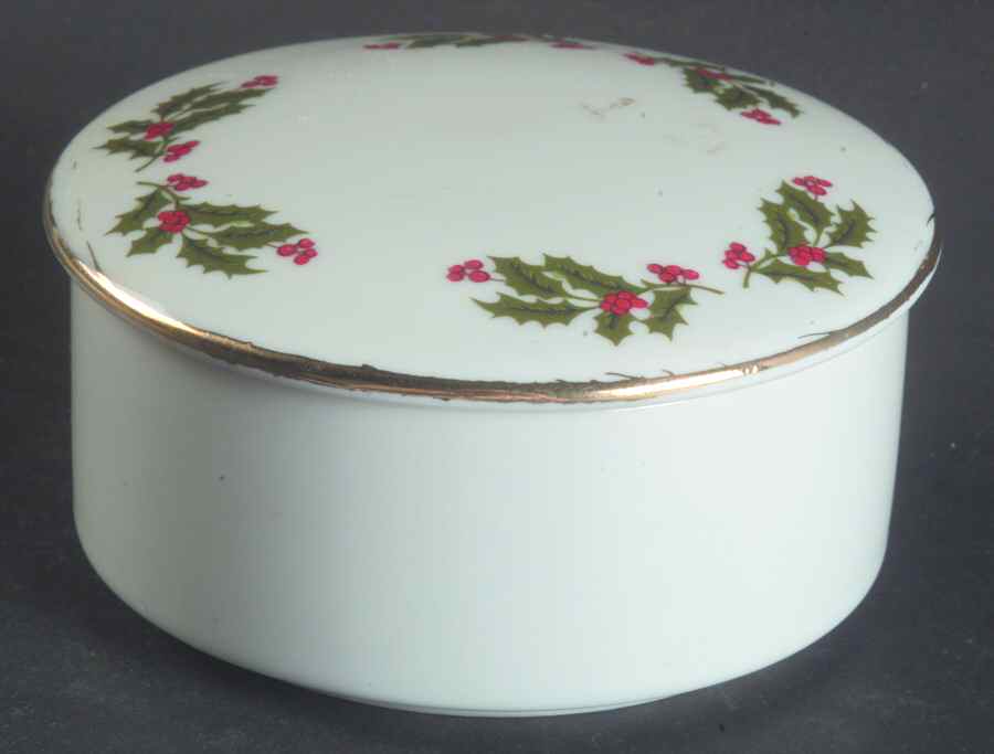 Christmas Holly (Porcelain) Round Box & Lid by All the Trimmings-1