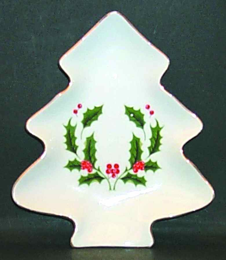 Christmas Holly (Porcelain) 1 Part Medium Tree Shaped Dish by All the Trimmings-1