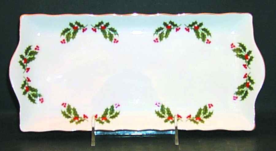 Christmas Holly (Porcelain) 13" Sandwich Tray by All the Trimmings-1