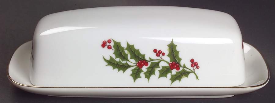Christmas Holly (Porcelain) 1/4 Lb Covered Butter by All the Trimmings-1