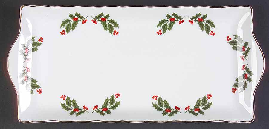 Christmas Holly (Porcelain) Large Sandwich Tray by All the Trimmings-1