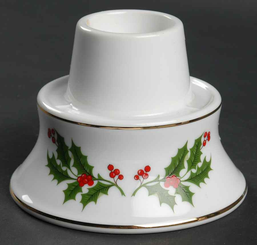Christmas Holly (Porcelain) Hurricane Lamp No Globe by All the Trimmings-1