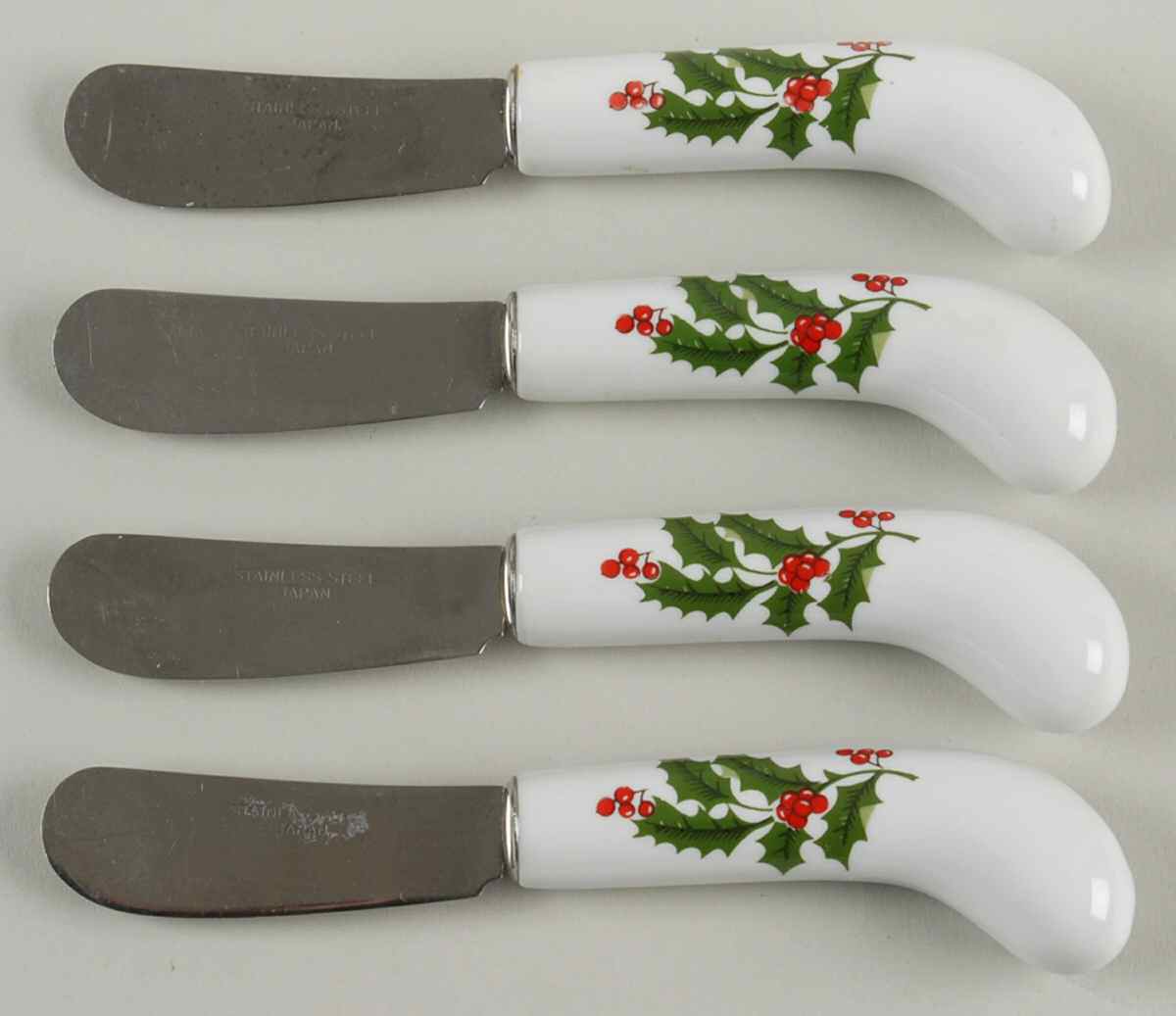Christmas Holly (Porcelain) Individual Canape Knife - Set of 4 by All the Trimmings-1