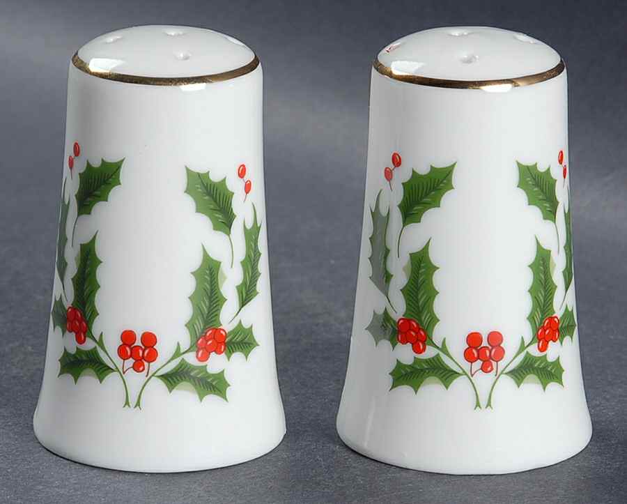 Christmas Holly (Porcelain) Salt & Pepper Set by All the Trimmings-1