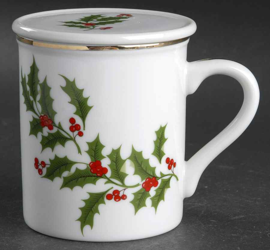 Christmas Holly (Porcelain) Mug & Lid by All the Trimmings-1
