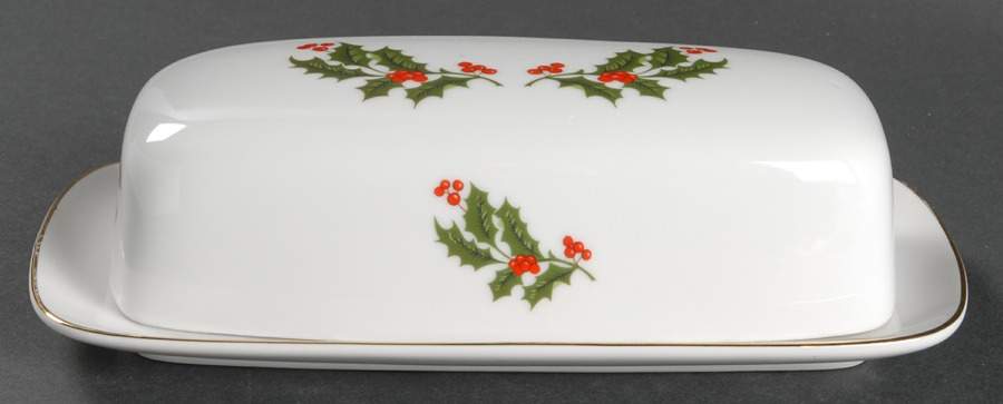 Christmas Holly (Porcelain) 1/4 Lb Covered Butter by All the Trimmings-1