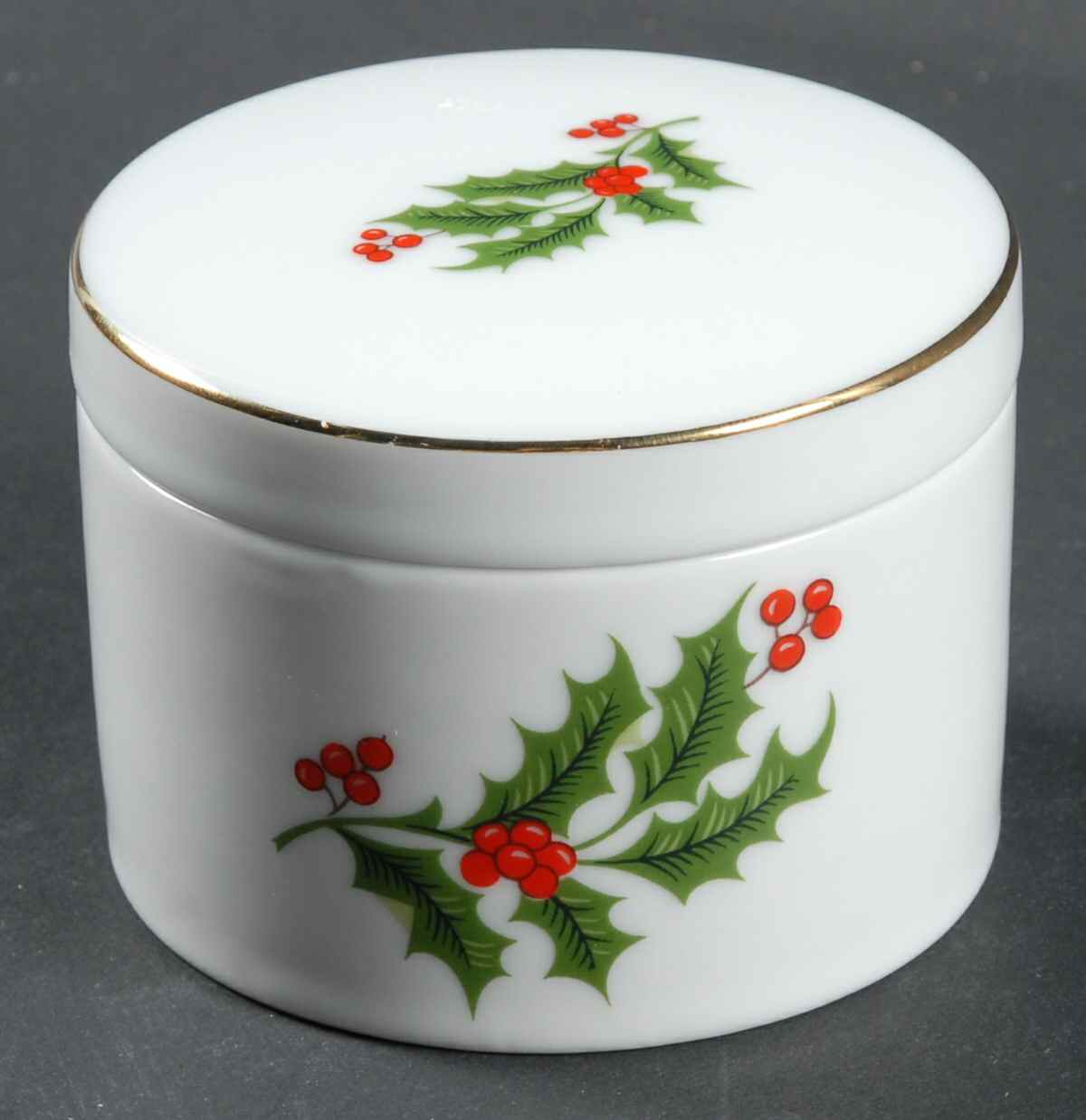 Christmas Holly (Porcelain) Candle Votive & Lid by All the Trimmings-1