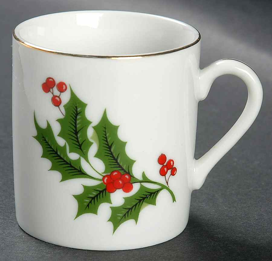 Christmas Holly (Porcelain) Flat Demitasse Cup by All the Trimmings-1
