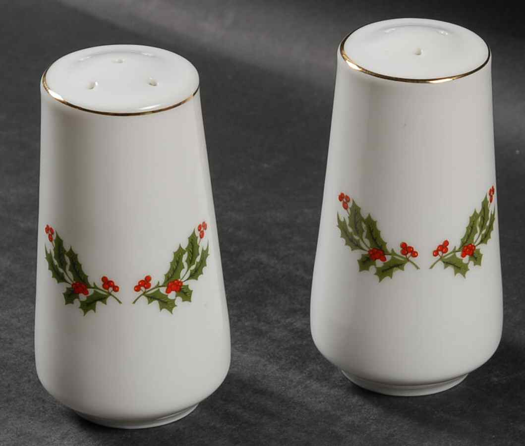 Christmas Holly (Porcelain) Salt & Pepper Set by All the Trimmings-1