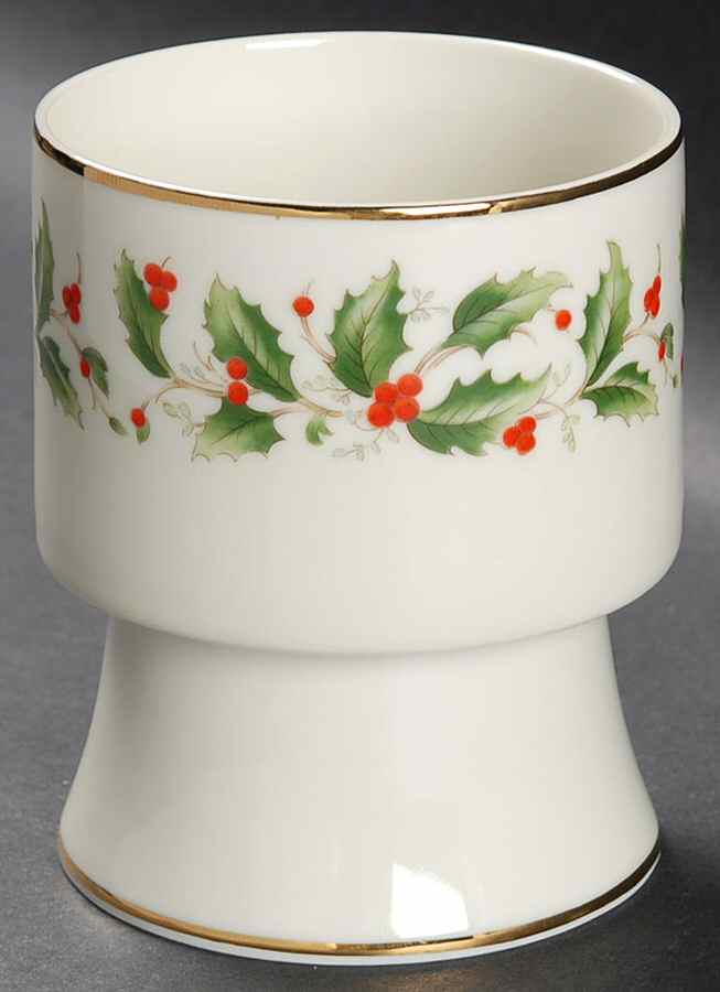 Christmas Holly (Porcelain) 4" Pillar Candleholder by All the Trimmings-1