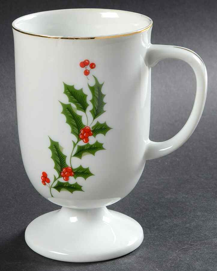 Christmas Holly (Porcelain) Footed Mug by All the Trimmings-1