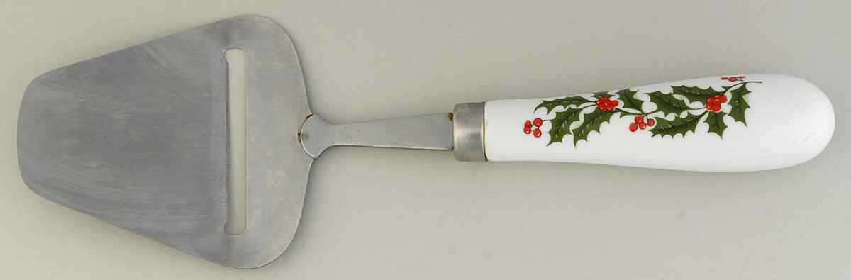 Christmas Holly (Porcelain) Cheese Plane with Stainless Plane by All the Trimmings-1