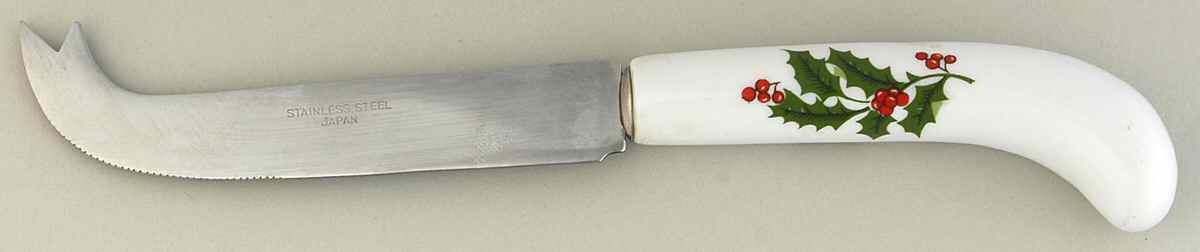 Christmas Holly (Porcelain) Cheese Knife with Stainless Blade by All the Trimmings-1