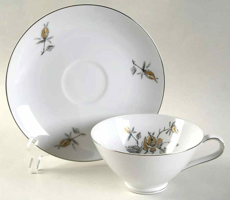 Brocade Footed Cup & Saucer Set by ACI-1