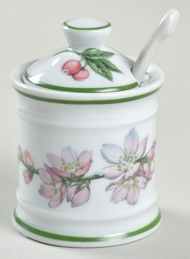 Elysian Gardens Mustard Jar & Lid with Spoon by Apilco-1