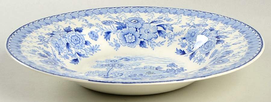 Woodland Blue Large Rim Soup Bowl by Aimcee-1