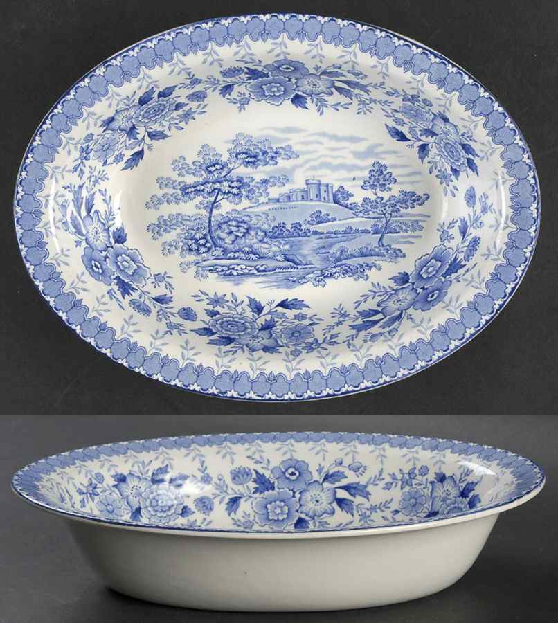 Woodland Blue 9" Oval Vegetable Bowl by Aimcee-1