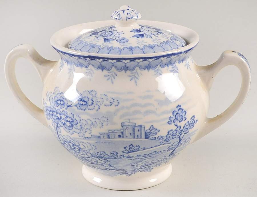Woodland Blue Sugar Bowl & Lid by Aimcee-1