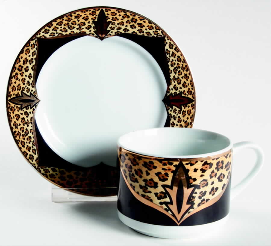 Cheetah  Flat Cup & Saucer Set by American Atelier-1