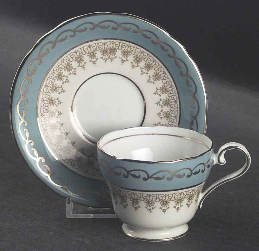 7611 Aqua Blue Footed Demitasse Cup & Saucer Set by John  Aynsley & Sons-1