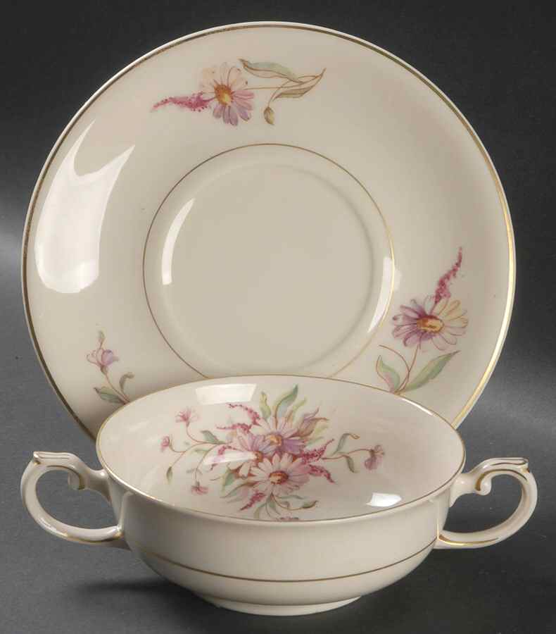 ARA42 Footed Cream Soup Bowl & Saucer Set by Arabia of Finland-1