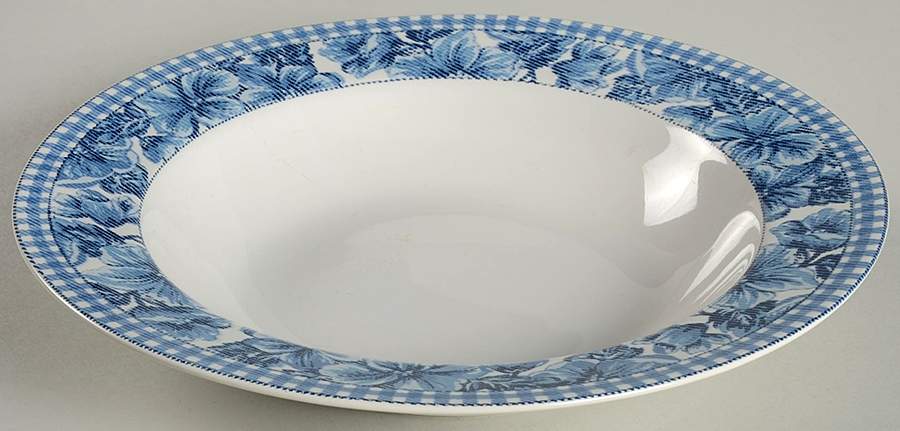 Denim Floral Large Rim Soup Bowl by American Atelier-1