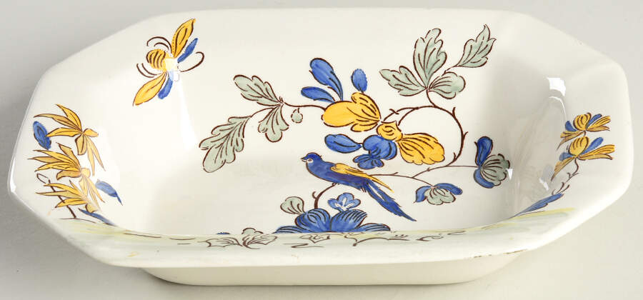 India Parrot Blue (Cream) 9" Oval Vegetable Bowl by Adams China-1