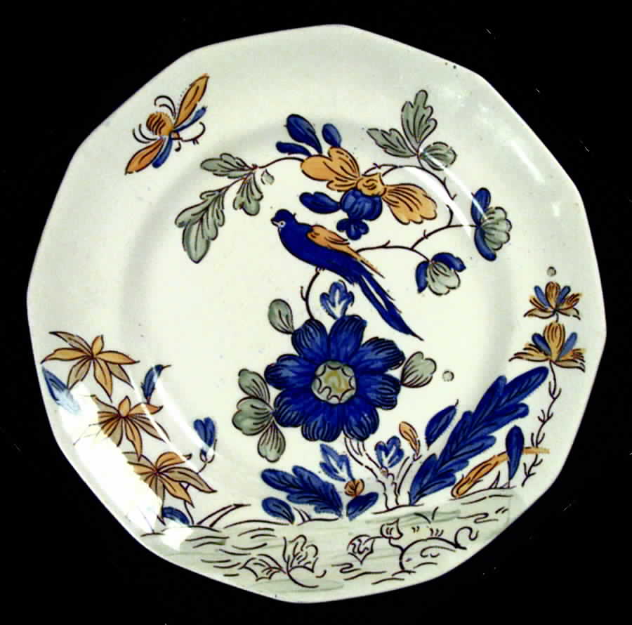 India Parrot Blue (Cream) Salad Plate by Adams China-1