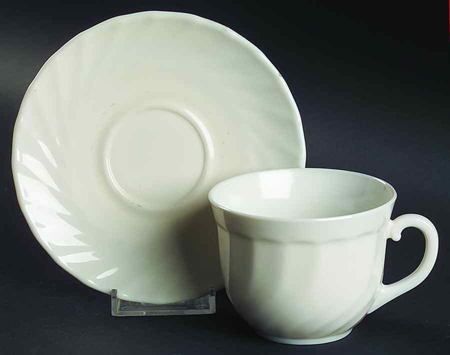 Trianon Ivory Flat Cup & Saucer Set by Arcopal-1