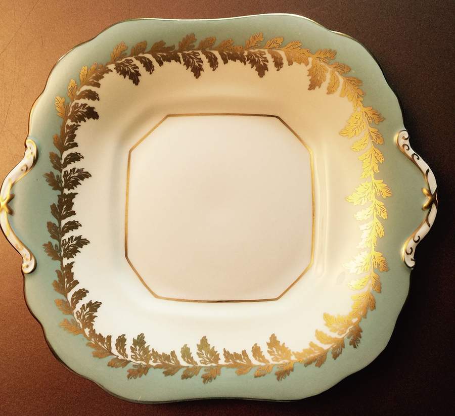 8154 Green Square Handled Cake Plate by John  Aynsley & Sons-1