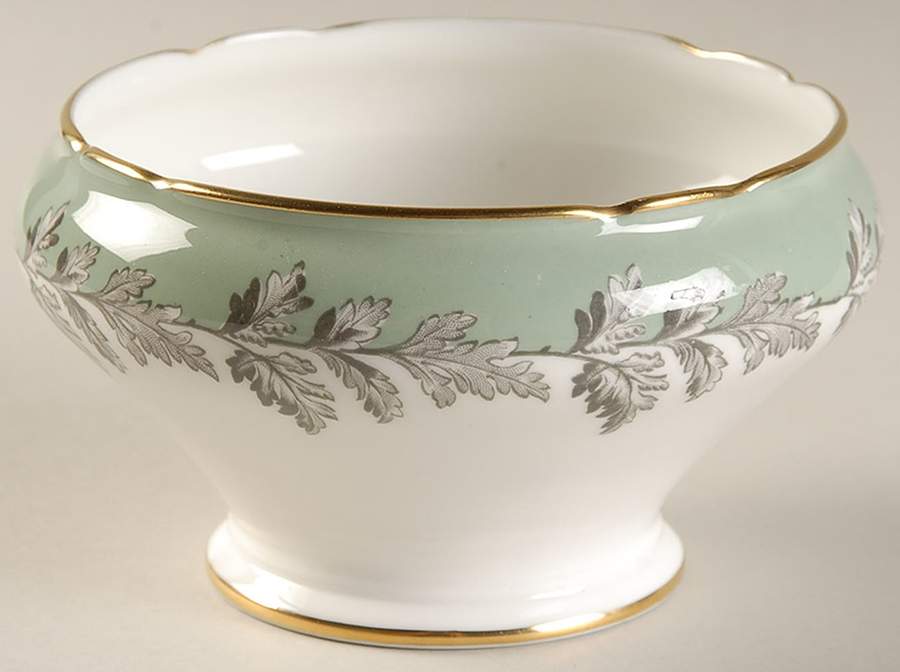 Oak Leaf Green Open Sugar Bowl by John  Aynsley & Sons-1