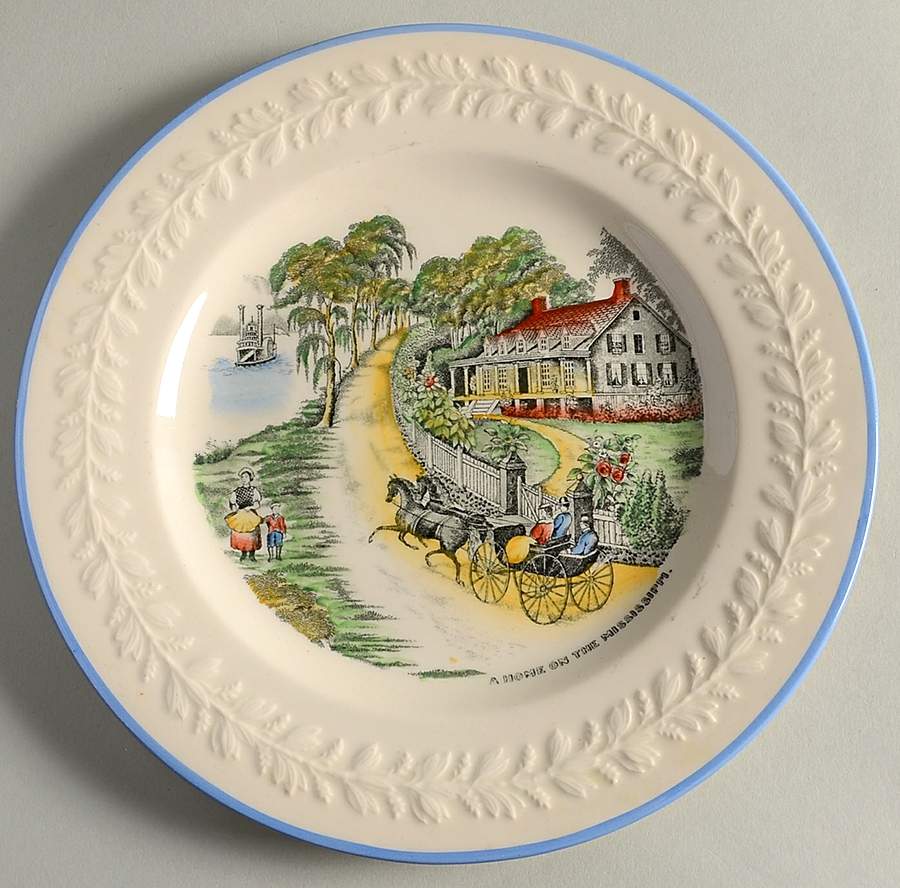 American Ways & Days (Blue Trim) Luncheon Plate by Adams China-1