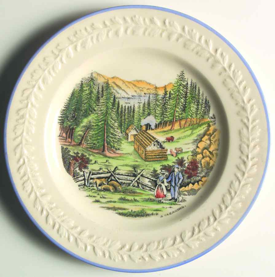American Ways & Days (Blue Trim) Dinner Plate by Adams China-1