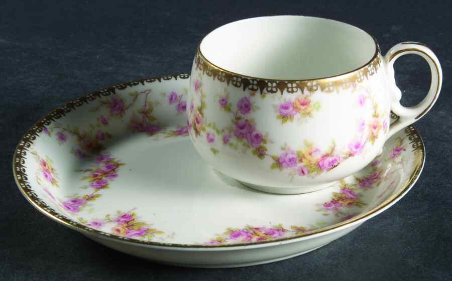 Bridal Rose (Smooth, Gold Edge) Dessert Plate & Cup Set by Altrohlau-1