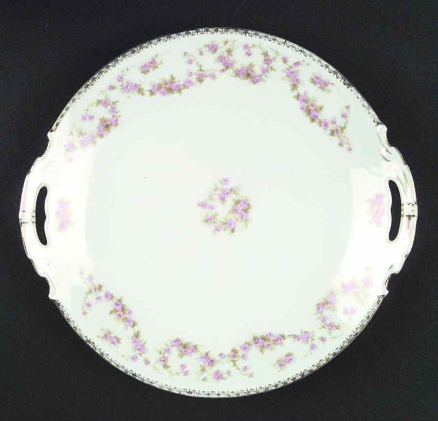Bridal Rose (Smooth, Gold Edge) Handled Cake Plate by Altrohlau-1