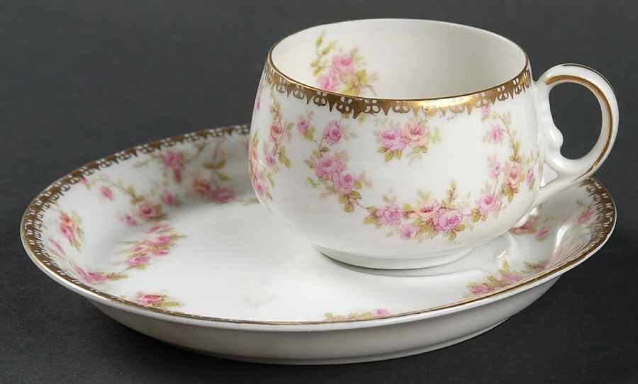 Bridal Rose (Smooth, Gold Edge) Dessert Plate & Cup Set by Altrohlau-1