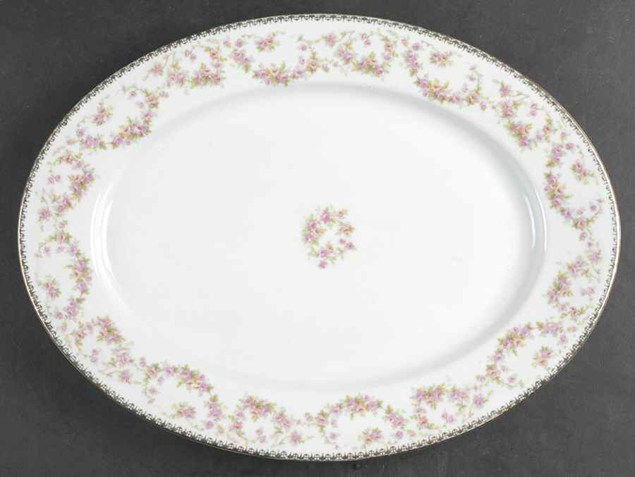 Bridal Rose (Smooth, Gold Edge) 14" Oval Serving Platter by Altrohlau-1